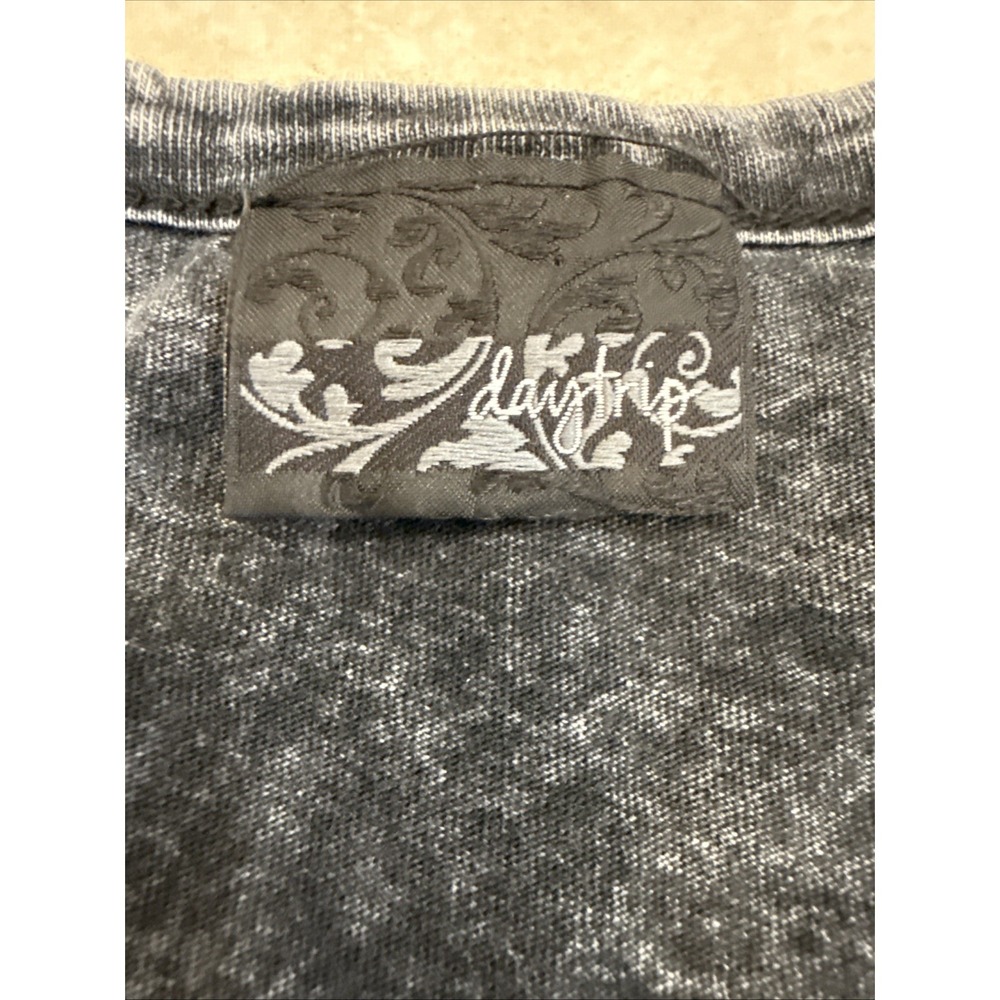 Vintage Y2K Top Acid Wash Tee T-Shirt Large Grunge Rhinestone Cross Wings Gothic - Picture 8 of 9